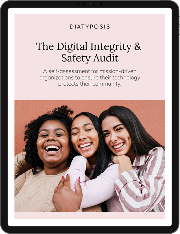 Cover of the Digital Integrity & Safety Audit workbook displayed on a tablet